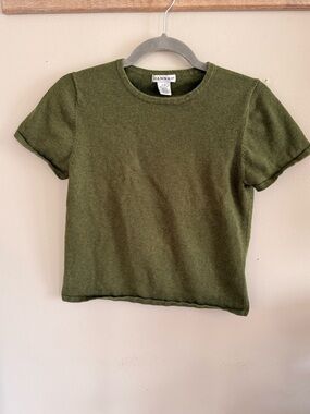 Hannah Olive Green Crewneck Short Sleeve Knit
